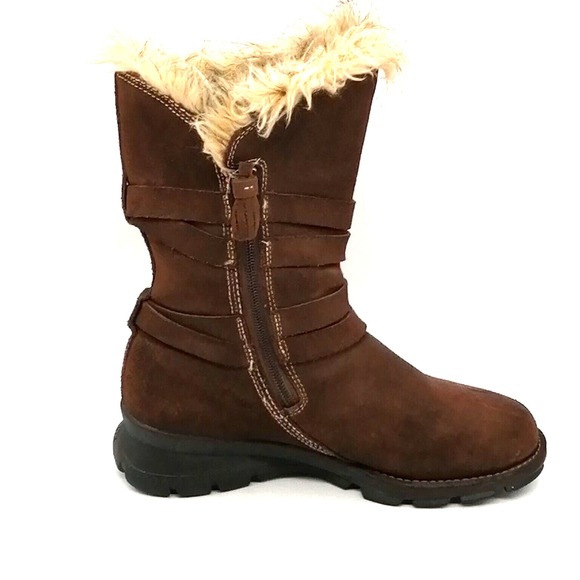 Columbia Boots Womens Snow Boot Chatel Brown Suede‎ Side Zip Faux Fur 7.5 - Picture 2 of 13